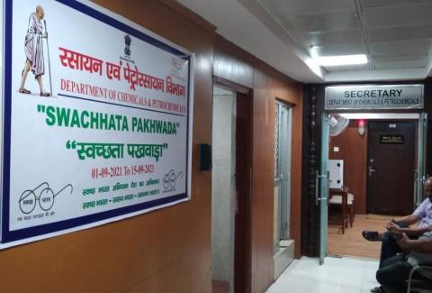Banners of Swachhta Pakhwada in the Department of Chemicals and Petrochemicals